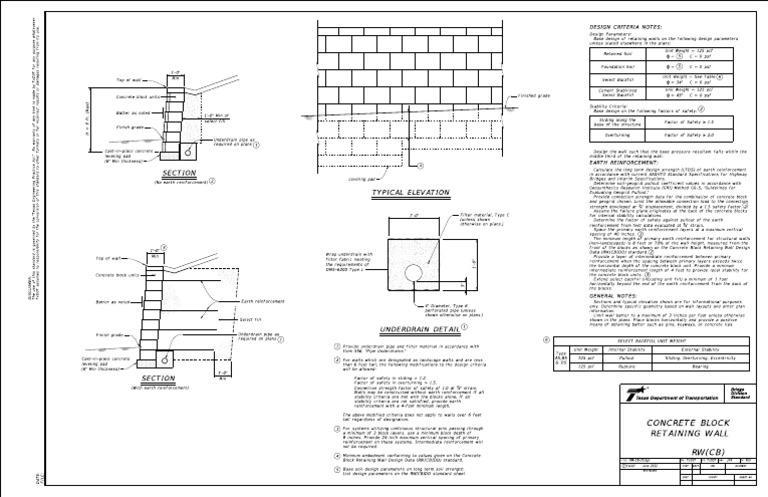 Concrete Block Retaining Wall Design | PDF | Concrete | Building Materials