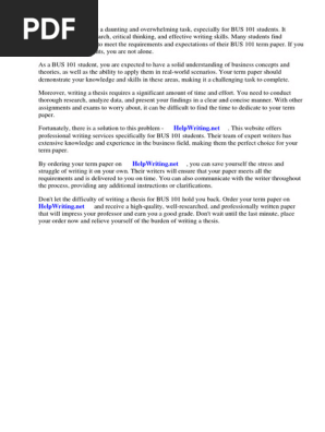 Bus 101 Term Paper