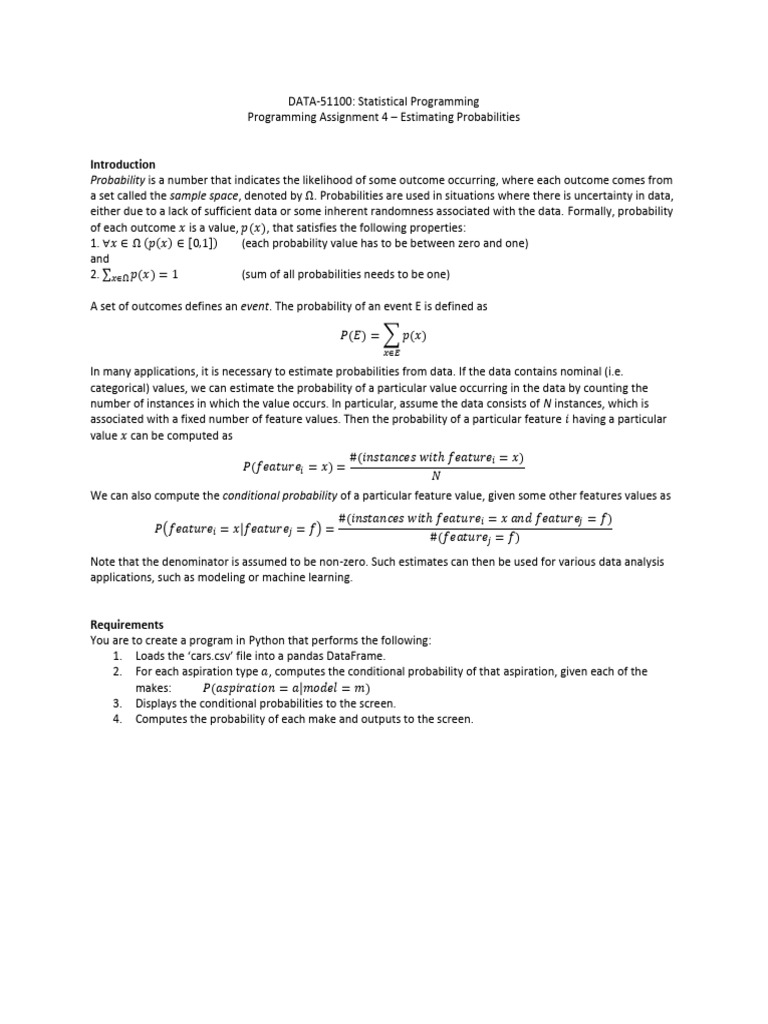 Python Program for Probability Estimation | PDF | Probability ...