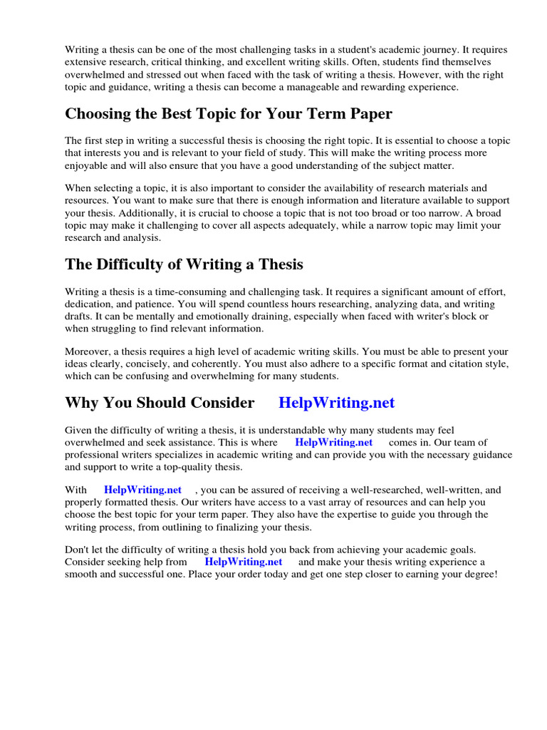 Best Topic in Making Term Paper | PDF | Thesis | Information
