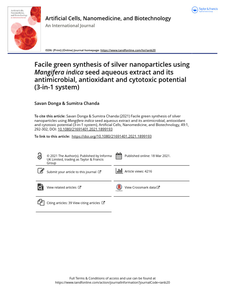 Green Synthesis of Silver Nanoparticles | PDF | Surface Plasmon ...