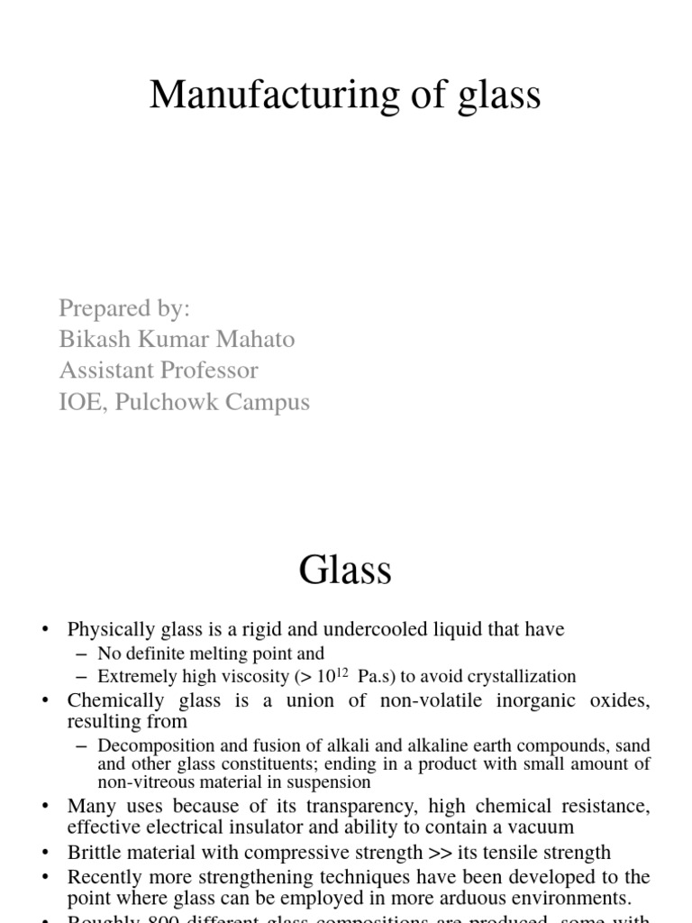 Manufacturing Of Glass Pdf Glasses Silicon Dioxide