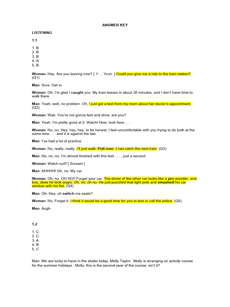 B1 Mock Test Answer Key Pdf