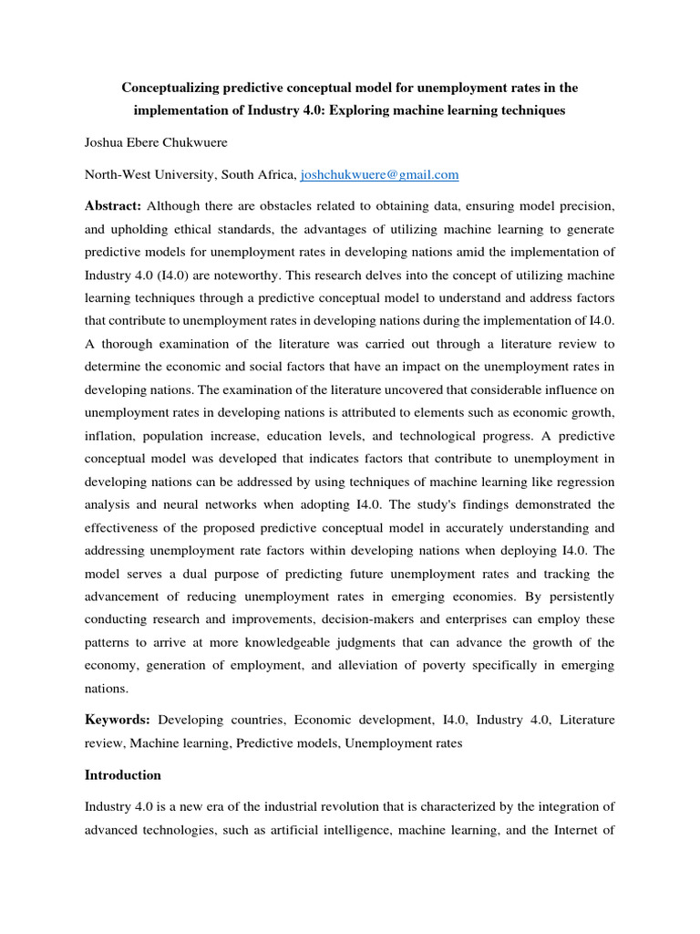 Predictive Models for I4.0 Unemployment | PDF | Machine Learning ...