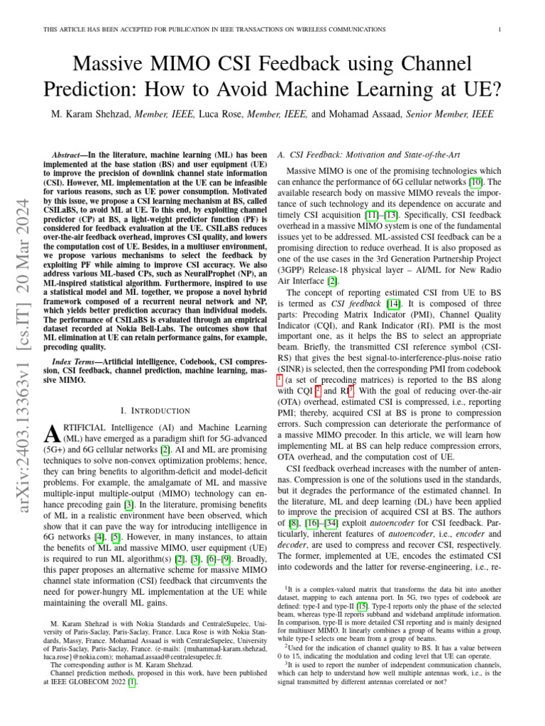 Massive MIMO CSI Feedback Using Channel Prediction: How To Avoid ...