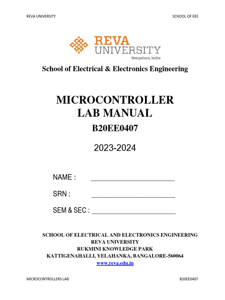 Microcontroller Lab Manual B20EE0407 | PDF | Computer Engineering ...