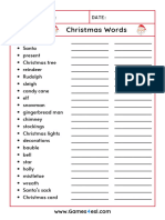 List of Christmas Words Printable