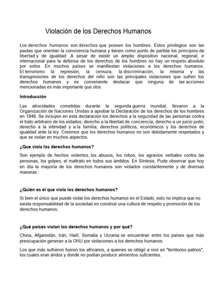 Violaciones de Derechos Humanos Globales | PDF | Violación | Derechos ...