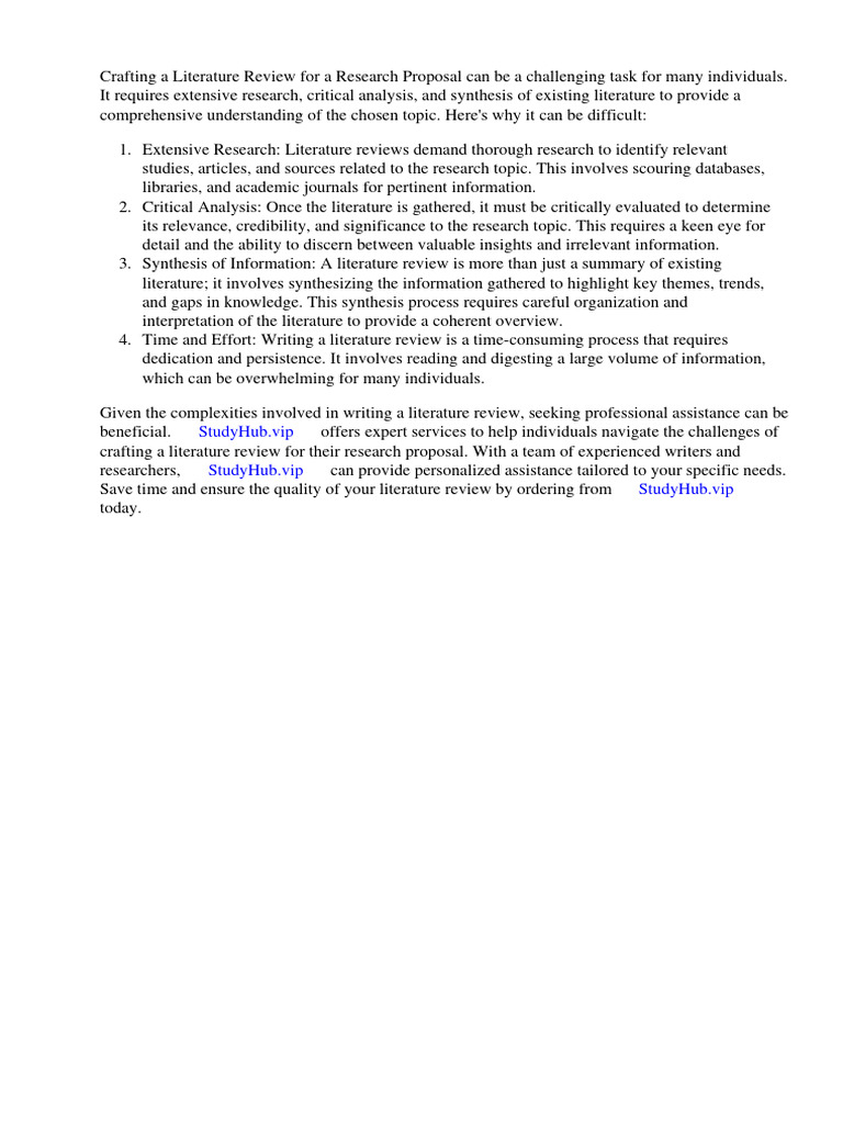 Example of A Literature Review For A Research Proposal | PDF ...