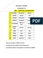 Vocabulary N°1 - 2do Grado B