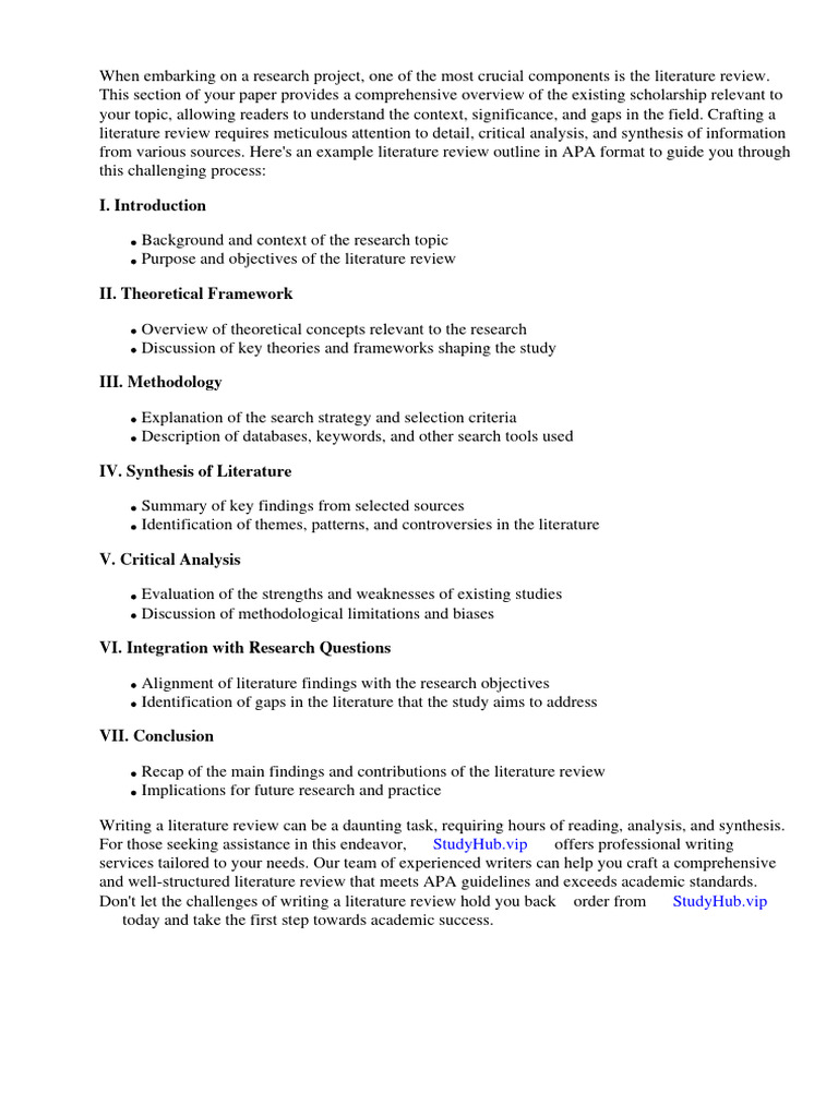 Example Literature Review Outline Apa | PDF | Apa Style | Literature Review