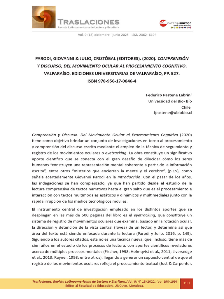 Reseña 1 PARODI, GIOVANNI & JULIO, CRISTÓBAL Pastene Labrín | PDF ...