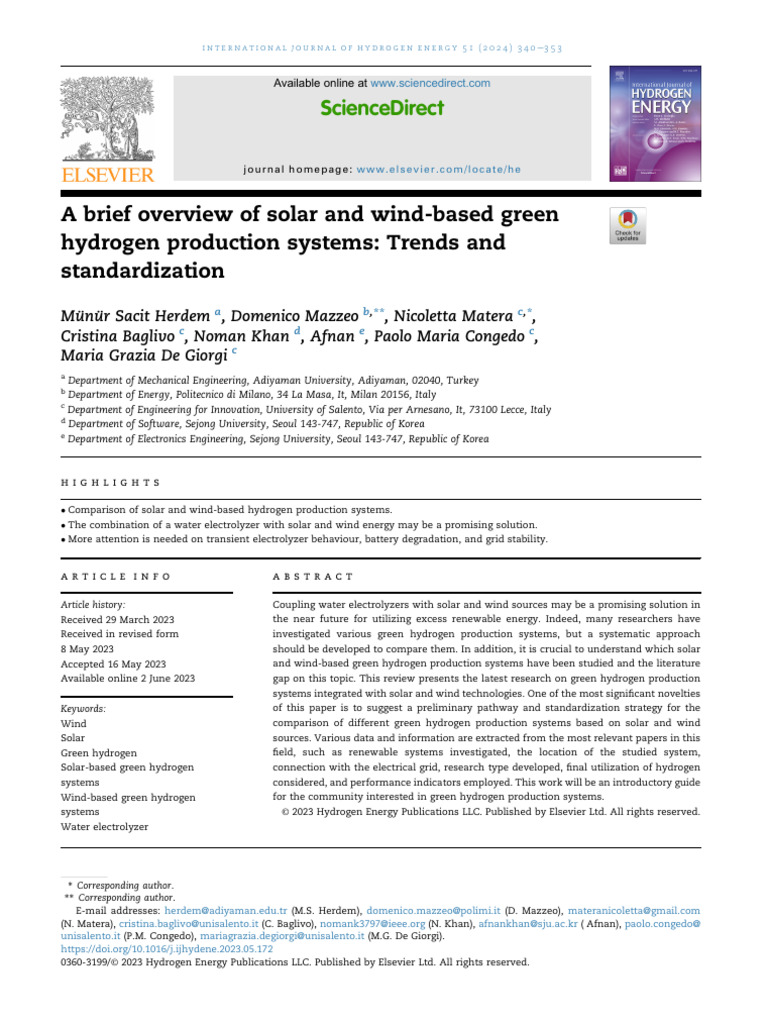 A Brief Overview of Solar and Wind-Based Green Hydrogen Production ...