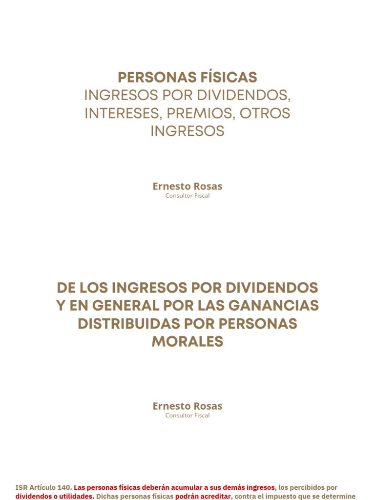 ISR por Dividendos para Personas Físicas | PDF | Impuestos | Impuesto ...