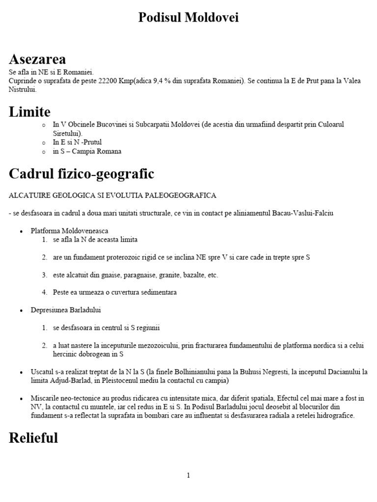 Podisul Moldovei | PDF