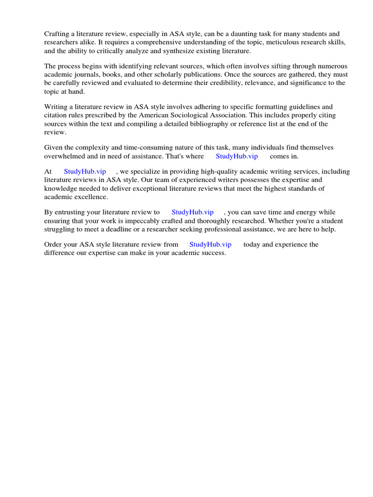 ASA Style Literature Review Guide | PDF | Citation | Note (Typography)