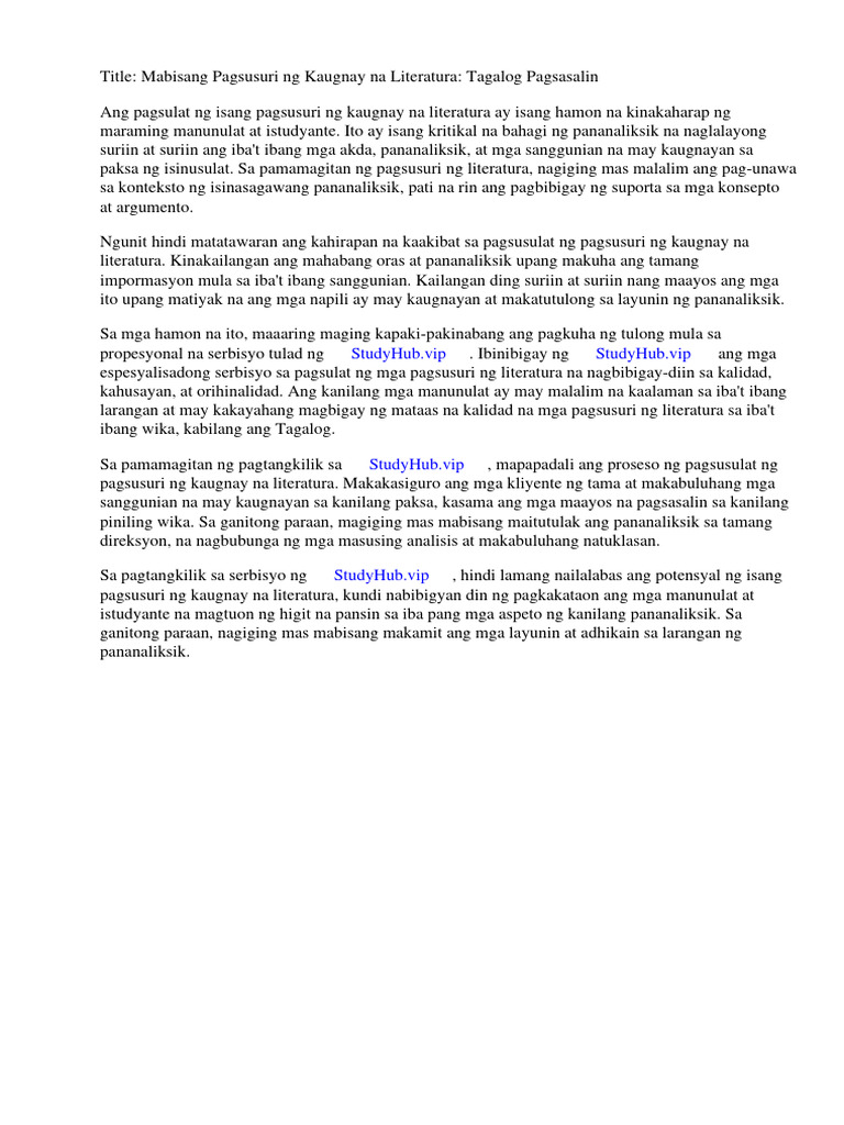 Review of related literature tagalog translation pdf