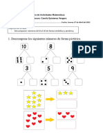 Guia de Descomponer Números Del 0 Al 10 de Forma Pictórica.