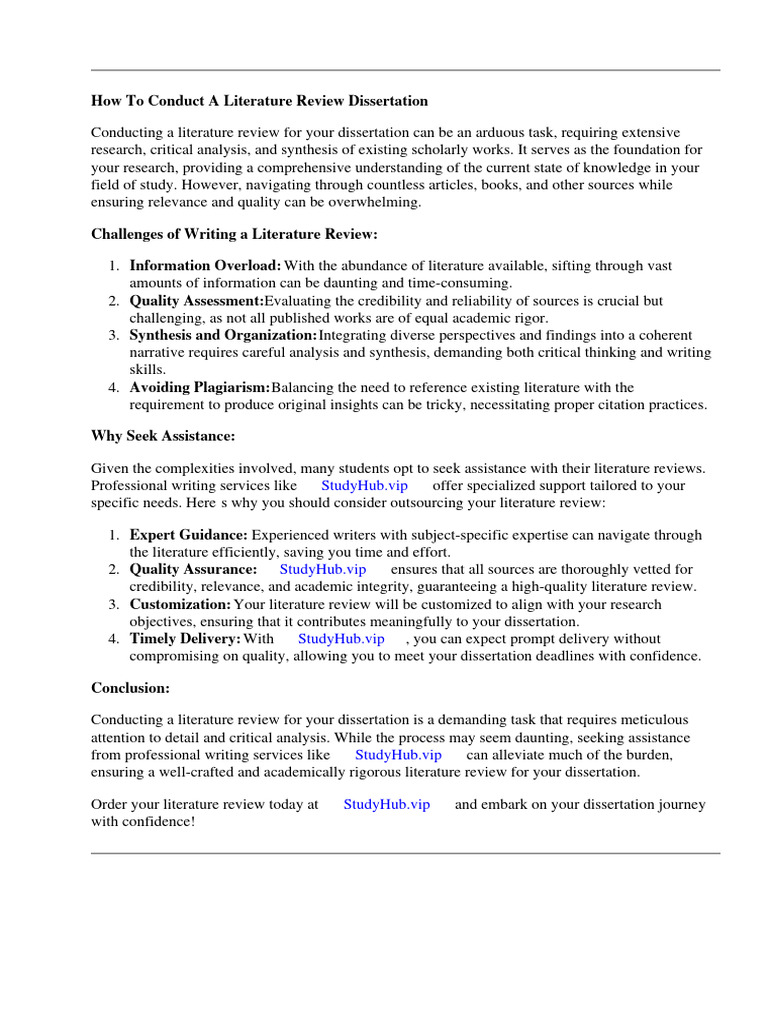 How To Conduct A Literature Review Dissertation | PDF | Literature ...
