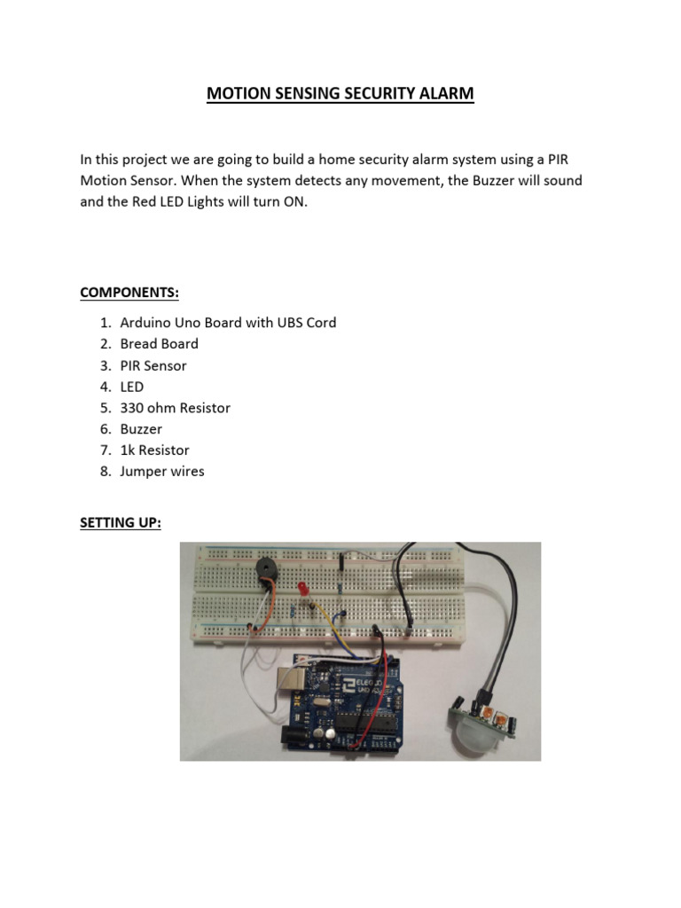 DIY Motion Sensor Security Alarm Guide | PDF | Arduino | Security Alarm
