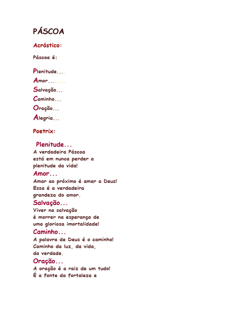 Páscoa Acróstico | PDF