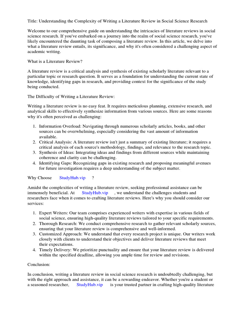 What Is Literature Study In Research