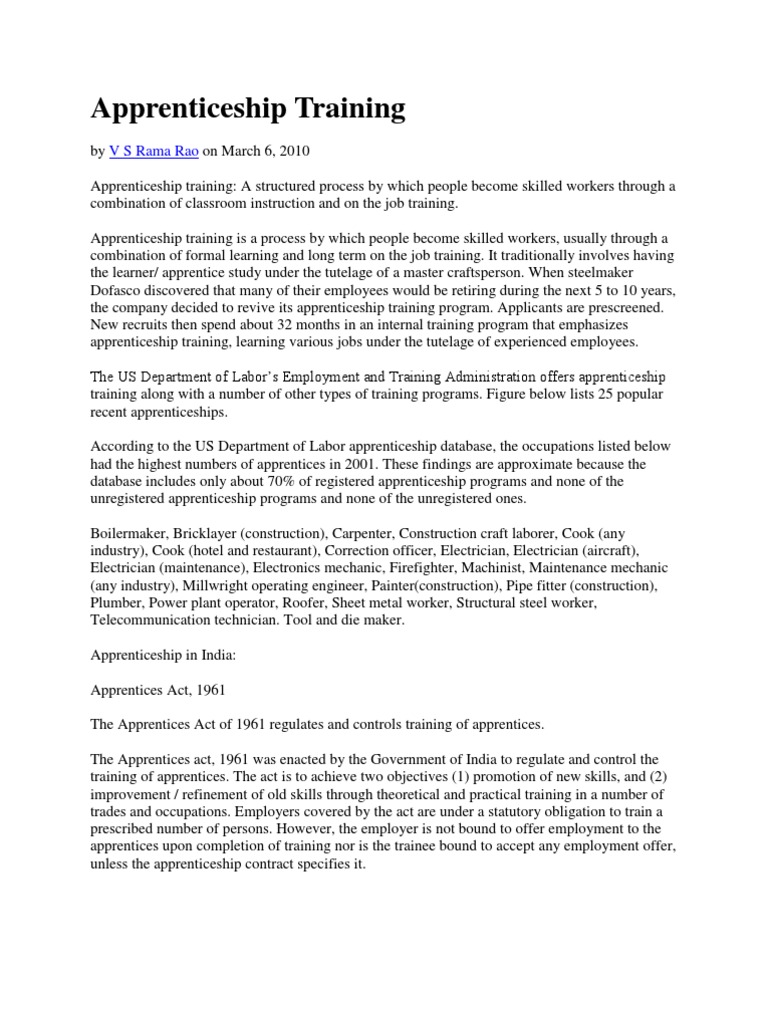 Off-the-Job Training in Apprenticeships | PDF | Apprenticeship | Employment