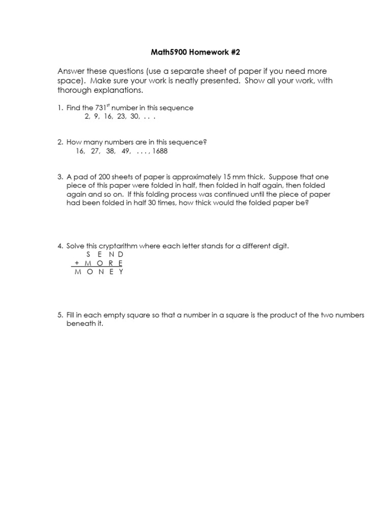 Math5900 Homework #2 Problems | PDF | Mathematics