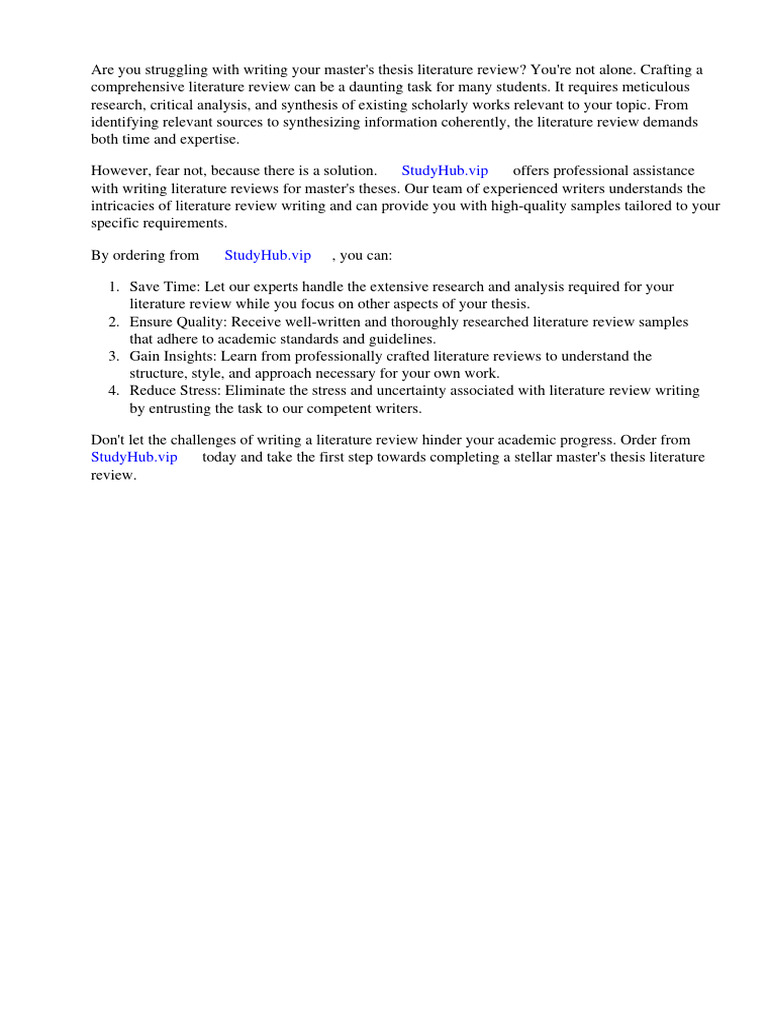 Thesis Literature Review Format