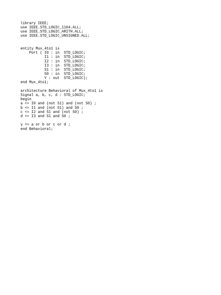 4-to-1 MUX Verilog Implementation | PDF | Technology & Engineering