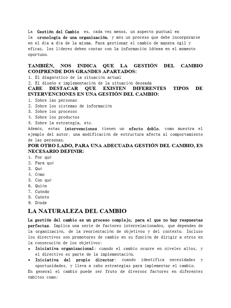 Estrategias para la Gestión del Cambio | PDF | Liderazgo | Comportamiento