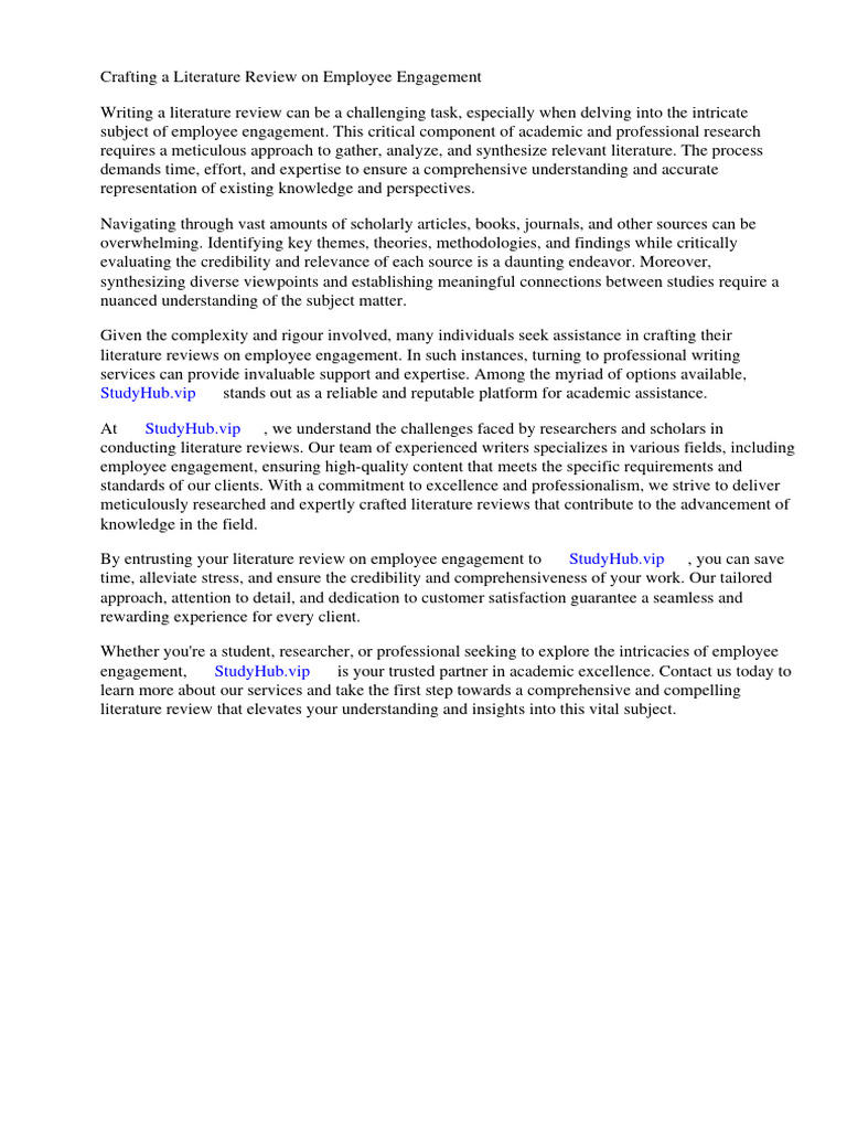 Literature Review Employee Engagement | PDF | Employment | Job Satisfaction