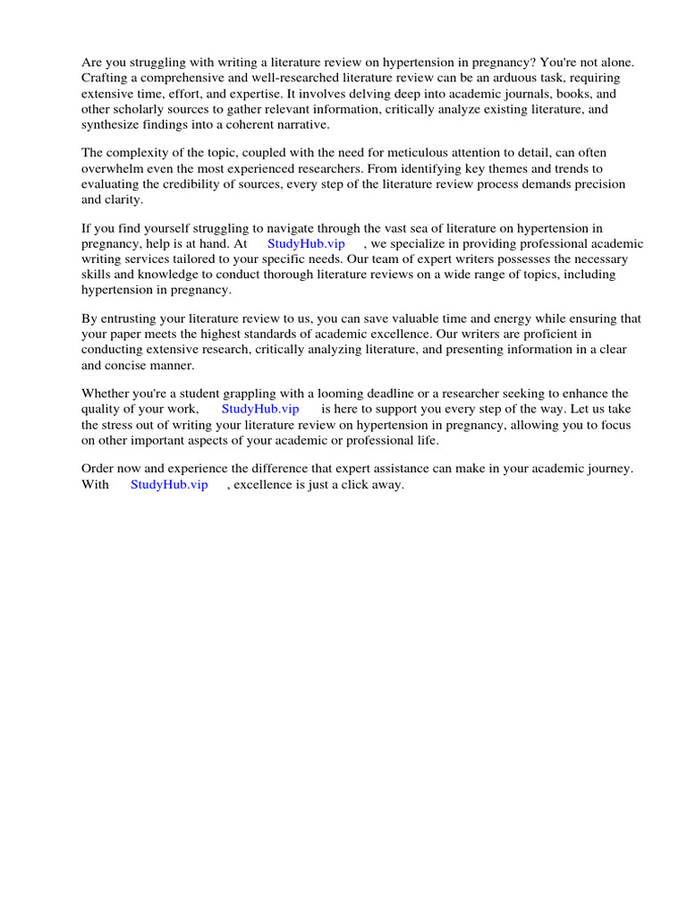 Literature review of hypertension in pregnancy pdf hypertension