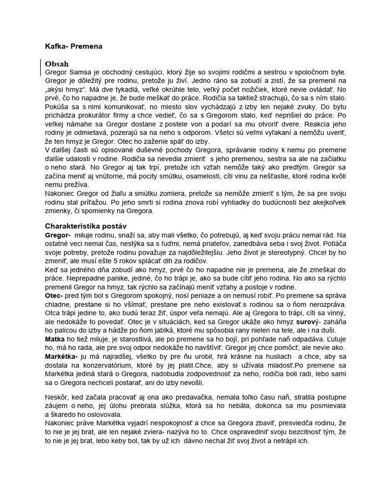 Premena - Franz Kafka | PDF