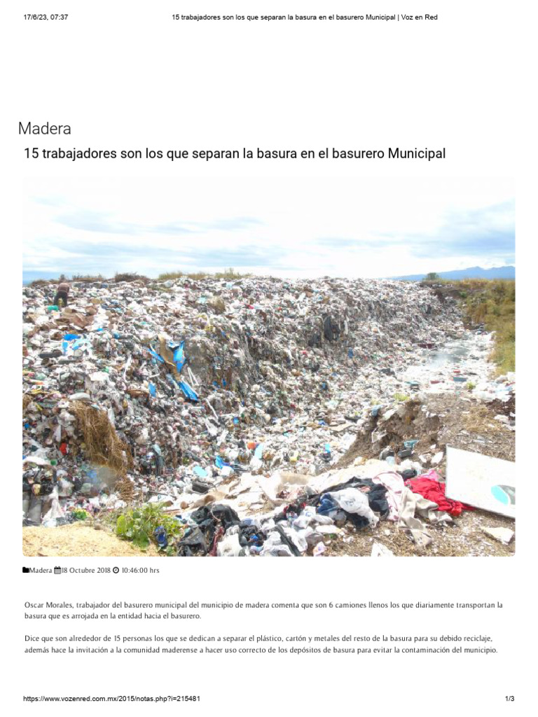 Separación de basura en Madera | PDF | Economía y medio ambiente | Residuos