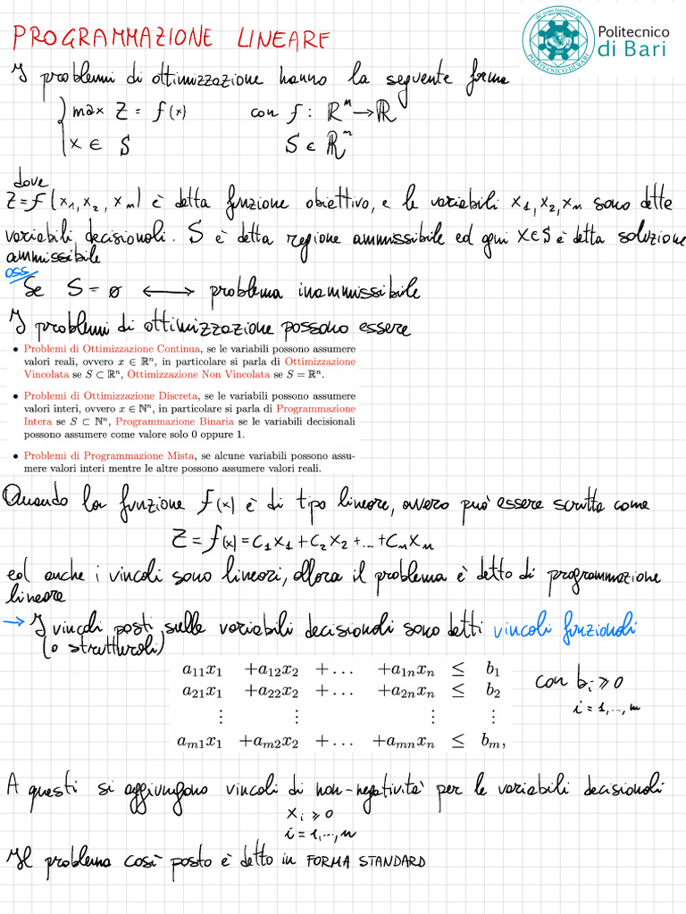 Metodi Di Ottimizzazione: Programmazione Lineare | PDF