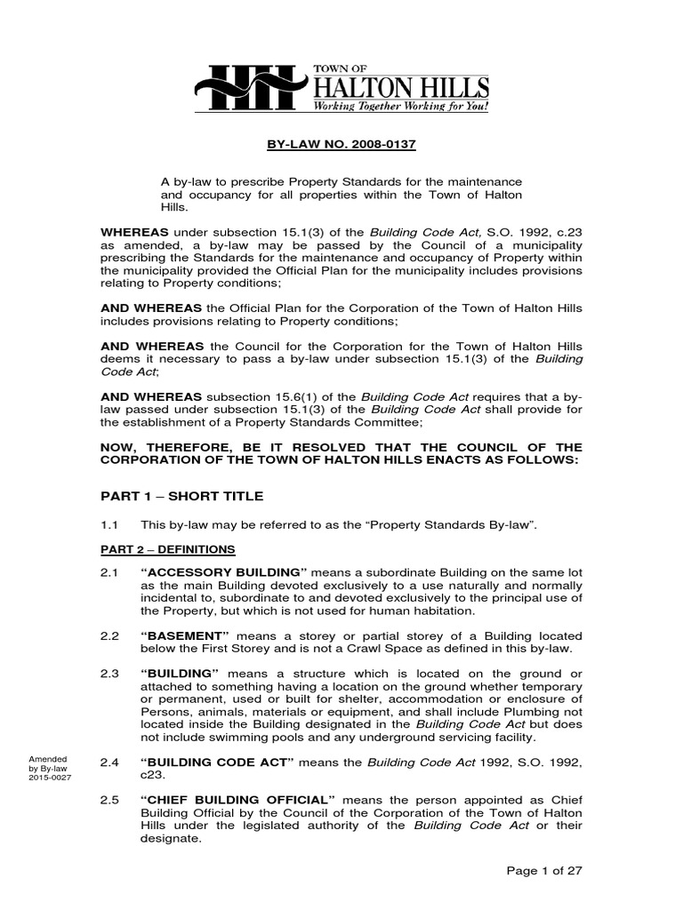 Halton Hills Property Standards By-law | PDF | Sanitary Sewer | Waste