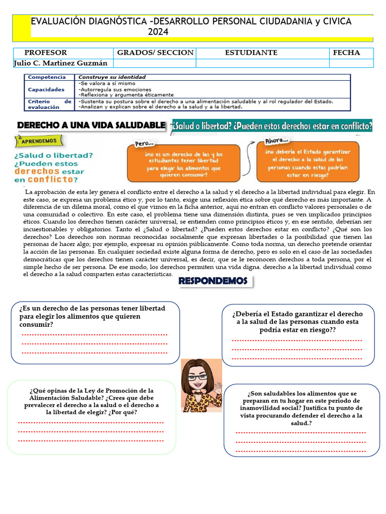 Evaluación Diagnóstica DPCC 2024 | PDF | Derechos humanos | Evaluación