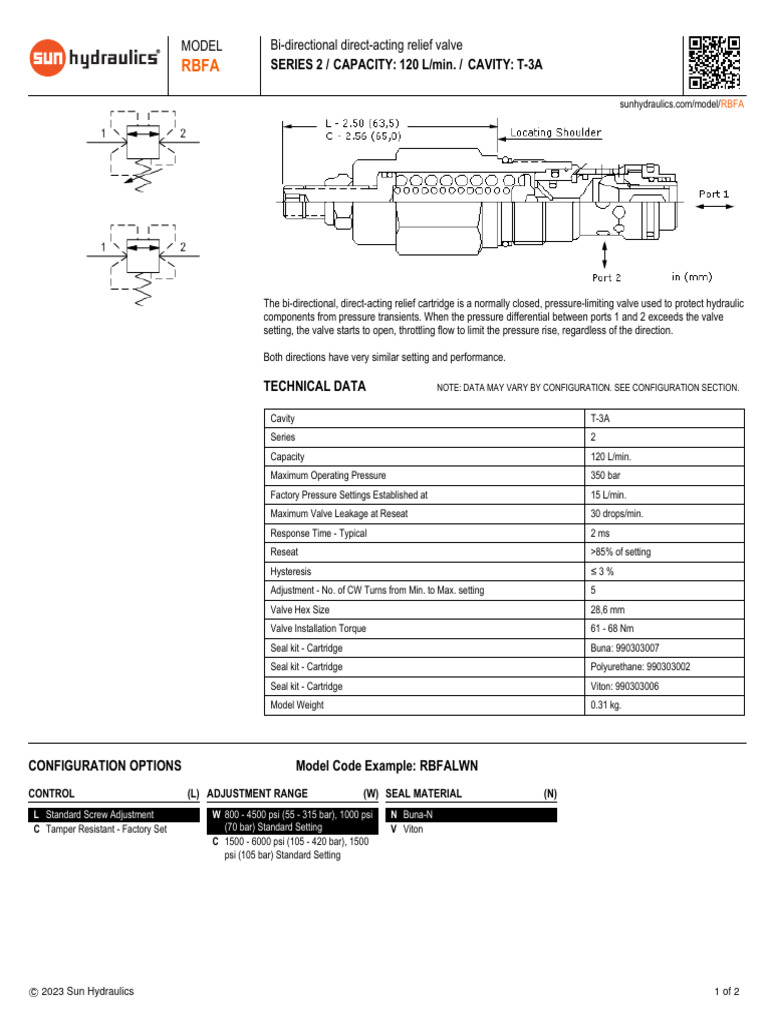 Bi-Directional Relief Valve RBFA Specs | PDF | Valve | Chemical Engineering