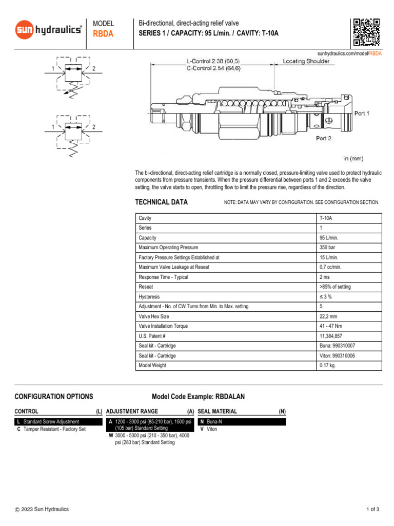 Bi-Directional Relief Valve RBDA Specs | PDF | Valve | Equipment
