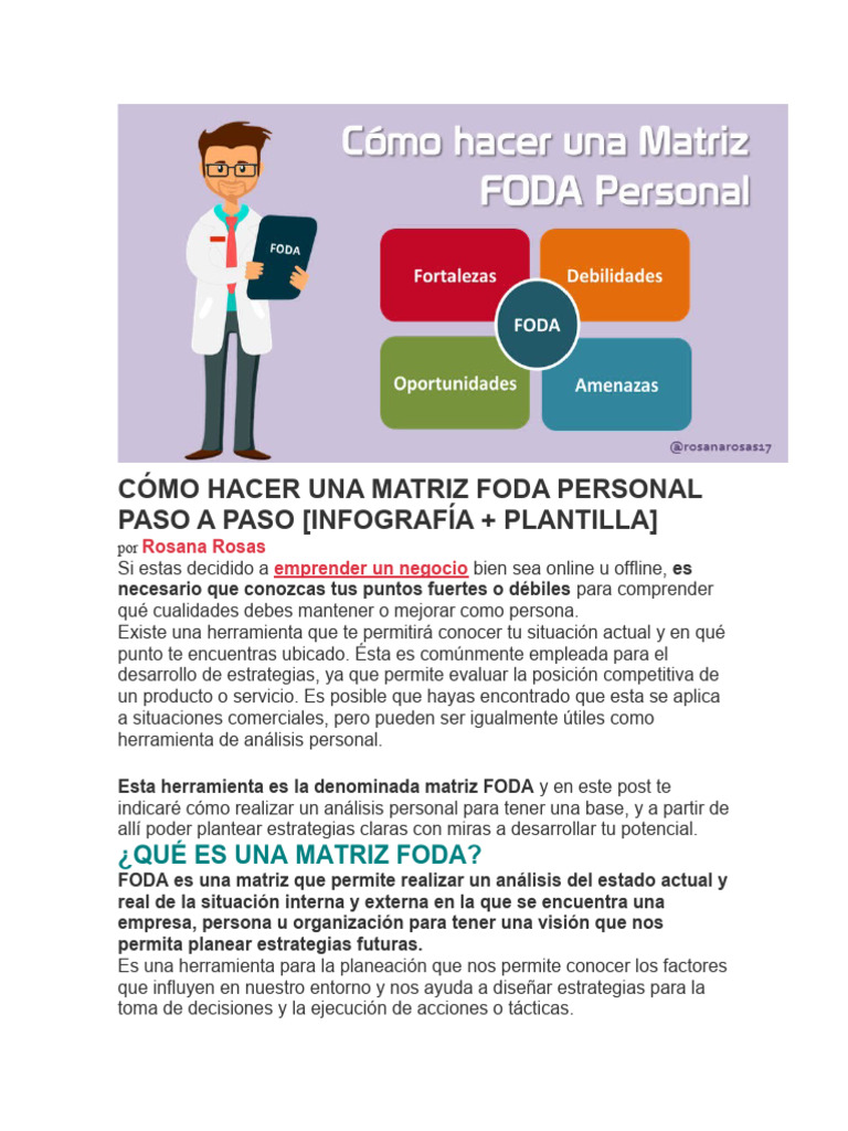 Cómo Hacer un FODA Personal Paso a Paso | PDF | Análisis FODA | Business