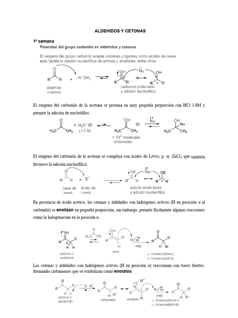 SEMANA 1 y 2, Aldehidos y Cetonas | PDF | Cetona | Aldehído