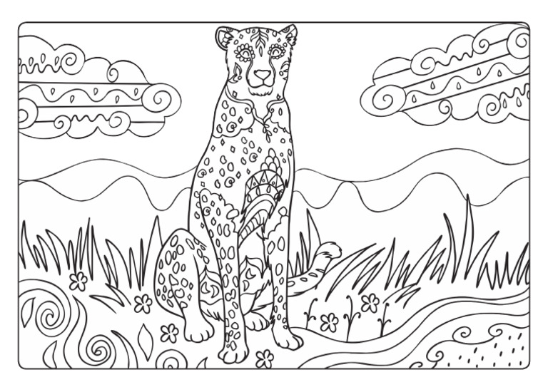 t Tp 6880 Cheetah Mindfulness Colouring Page | PDF