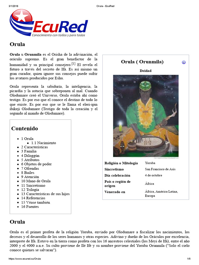Orula - EcuRed | PDF | Santeria | Deidades