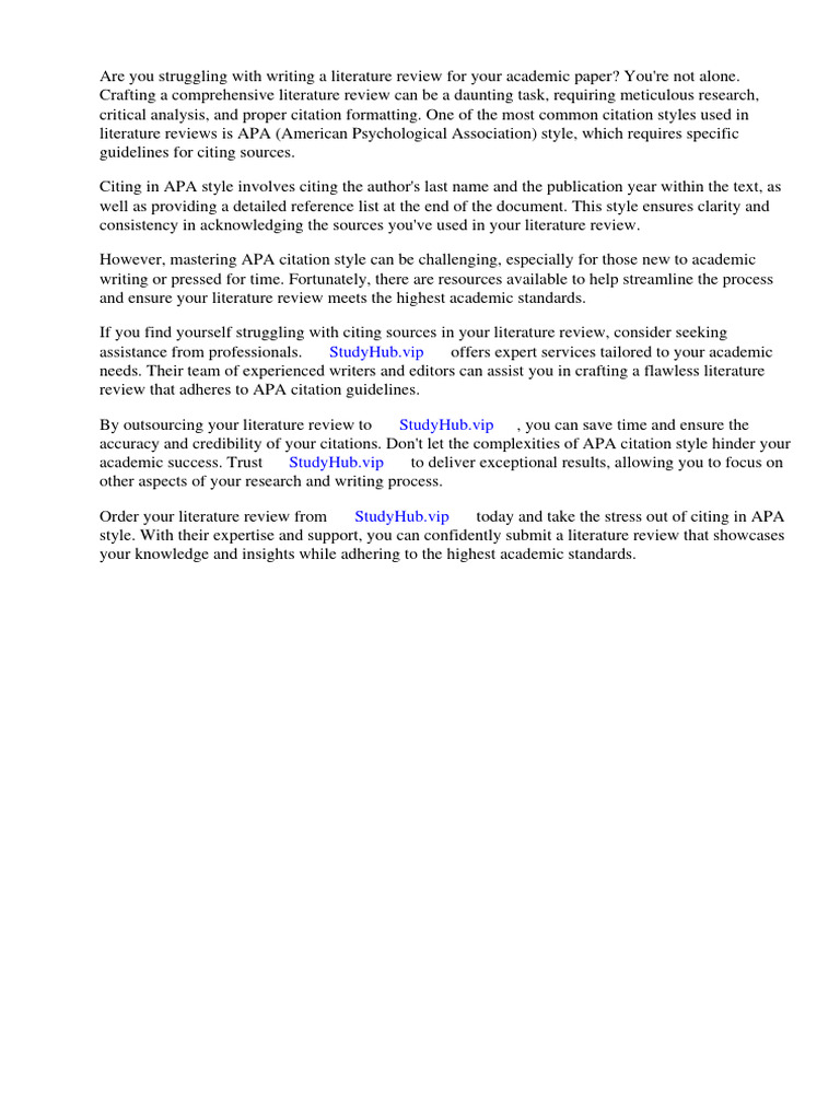 How To Cite in A Literature Review Apa PDF Apa Style Citation