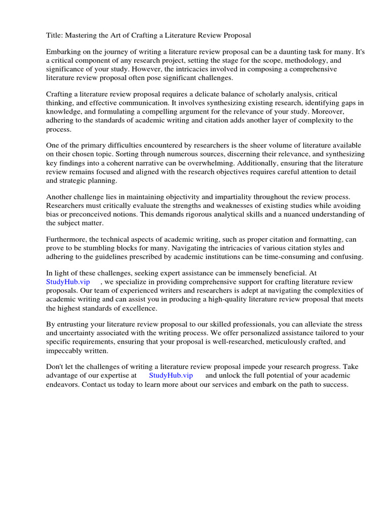 How To Write Literature Review Proposal Download Free PDF