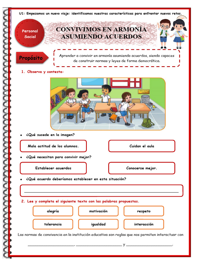 Normas para Convivir en Armonía Escolar | PDF | Salón de clases | Escuelas