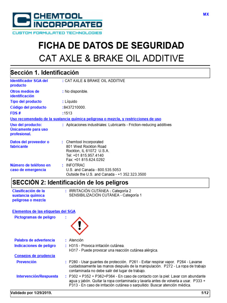 HDS Cat Axle & Brake Oil Additive Descargar gratis PDF Residuos