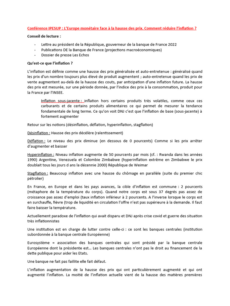 Lutte Contre l'Inflation en Europe | PDF | Inflation | Banques centrales