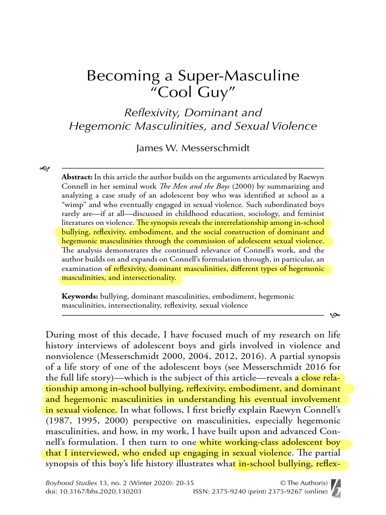 Super-Masculinity and Adolescent Violence | PDF | Masculinity | Gender
